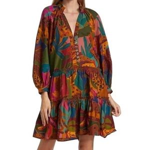 Farm Rio leopard jungle mini dress
